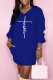 Blue Casual Print Patchwork V Neck Long Sleeve Dresses