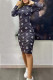 Black Sexy Print Letter O Neck One Step Skirt Dresses