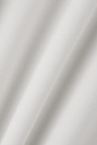White Elegant Solid Patchwork Flounce O Neck Straight Jumpsuits