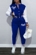 Blue Street Print Buckle Cardigan Collar Long Sleeve Two Pieces