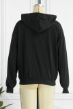 Black Casual Solid Patchwork Hot Drill Hooded Collar Tops
