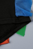Black Sexy Solid Patchwork Stringy Selvedge V Neck Pencil Skirt Dresses
