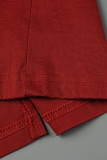 Red Sexy Solid Patchwork Half A Turtleneck Evening Dress Dresses