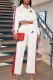 White Street Print Patchwork Turndown Collar Long Sleeve Two Pieces