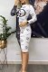 Black And White Elegant Print Letter O Neck One Step Skirt Dresses