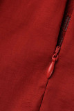 Red Sexy Solid Patchwork Half A Turtleneck Evening Dress Dresses