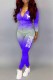 Blue Casual Print Letter Hooded Collar Long Sleeve Two Pieces
