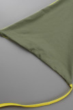 Green Sexy Solid Ripped Bandage Patchwork Backless Swimwears