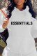 White Casual Print Letter Hooded Collar Tops