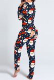 Red Casual Living Print Patchwork V Neck Regular Jumpsuits