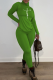 Green Casual Print Patchwork Turtleneck Long Sleeve Two Pieces