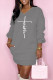 Grey Casual Print Patchwork V Neck Long Sleeve Dresses