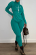 Peacock Blue Casual Print Patchwork Turtleneck Long Sleeve Two Pieces