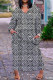 Black Street Plaid Print Patchwork V Neck Straight Dresses