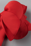 Red Elegant Solid Patchwork Appliques V Neck Evening Dress Dresses