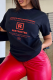 Black Street Daily Print Letter O Neck T-Shirts