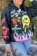 Black Casual Street Print Patchwork Hooded Collar Tops