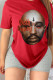Red Casual Street Print Patchwork O Neck T-Shirts