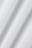 White Elegant Solid Patchwork V Neck One Step Skirt Dresses