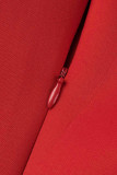Red Elegant Solid Patchwork Appliques V Neck Evening Dress Dresses