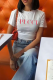 White Casual Street Print Patchwork O Neck T-Shirts