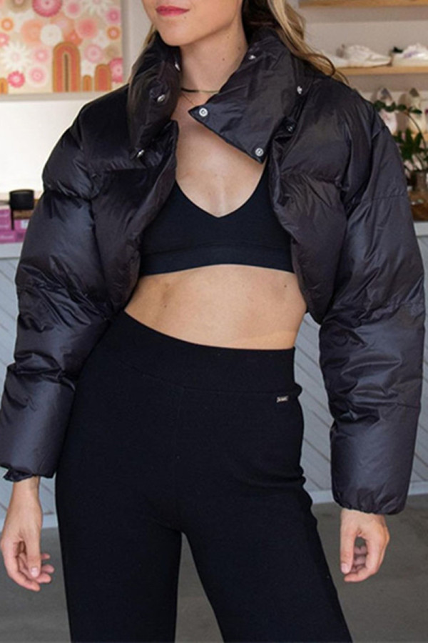 Black Casual Solid Asymmetrical Cold Shoulder Outerwear