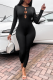 Black Sexy Solid Hollowed Out O Neck Skinny Jumpsuits