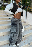Green Casual Solid Patchwork Outerwear