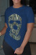 Navy Blue Street Vintage Print Patchwork O Neck T-Shirts