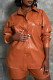 Khaki Casual Solid Patchwork Buckle Turndown Collar Long Sleeve Two Pieces
