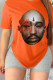 Orange Casual Street Print Patchwork O Neck T-Shirts