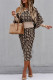Black Casual Print Patchwork Oblique Collar Long Sleeve Dresses