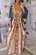 Brownness Elegant Print Letter O Neck Straight Dresses