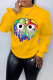 Yellow Casual Street Print Patchwork O Neck Tops