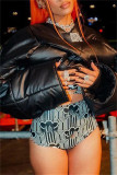 Black Casual Solid Basic V Neck Outerwear