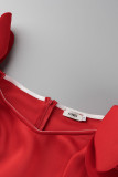 Red Elegant Solid Patchwork Appliques V Neck Evening Dress Dresses