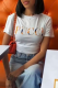 White Casual Daily Print Patchwork O Neck T-Shirts