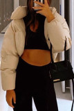 Apricot Casual Solid Asymmetrical Cold Shoulder Outerwear
