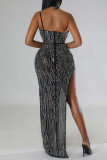 Red Sexy Solid Patchwork Slit Asymmetrical Halter Mesh Dress Dresses