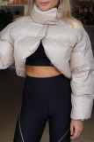 Apricot Casual Solid Asymmetrical Cold Shoulder Outerwear