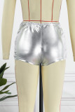 Champagne Street Solid Patchwork Regular High Waist Pencil Solid Color Bottoms