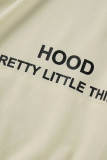 Blue Casual Letter Print Patchwork Hooded Collar Long Sleeve Two Pieces