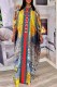 Red Yellow Elegant Print Letter O Neck Straight Dresses