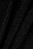 Black Sexy Patchwork Sequins One Shoulder Irregular Dress Dresses