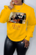 Yellow Casual Street Print Patchwork O Neck Tops