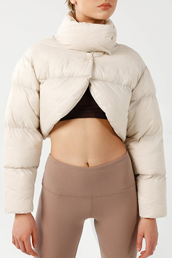 Apricot Casual Solid Asymmetrical Cold Shoulder Outerwear