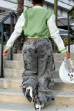Green Casual Solid Patchwork Outerwear