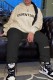 Beige Casual Letter Print Basic Hooded Collar Long Sleeve Two Pieces