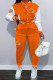 Orange Casual Print Patchwork O Neck Long Sleeve Two Pieces