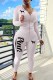White Casual Print Letter Hooded Collar Long Sleeve Two Pieces